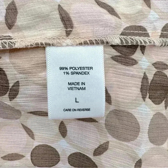 NWT New York & Company Stretch Cup Sleeves Front Tie Blouse Ivory Multi Size L - Picture 7 of 11